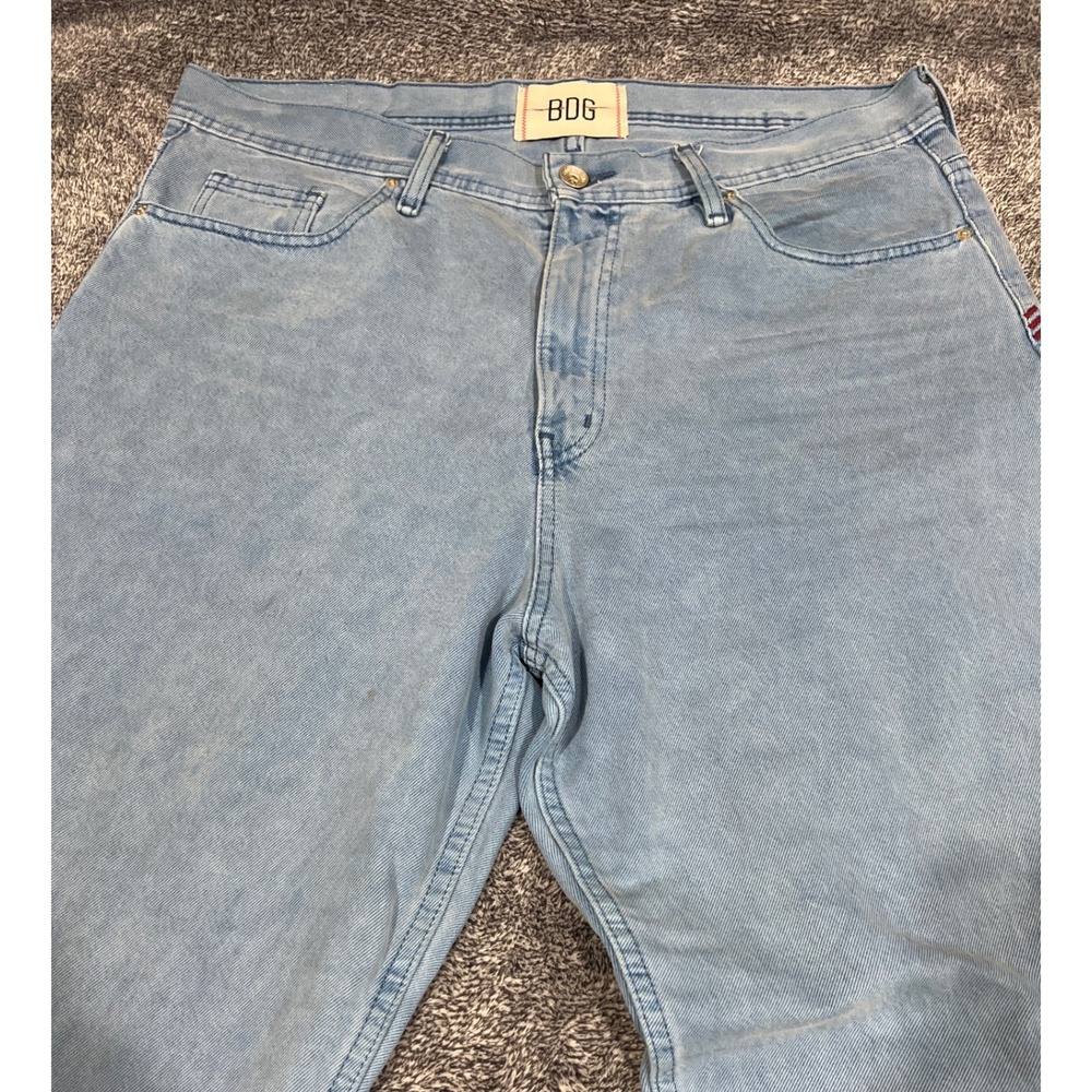 BDG Curved Fit Light Wash Denim Jeans Mens 36x32 Blue Wide Leg 100% Cotton
